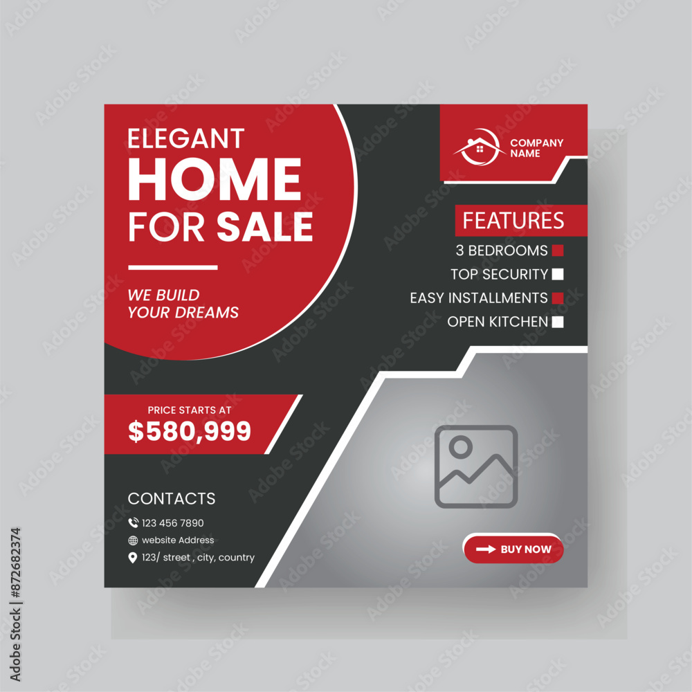Obraz premium Modern Real state Home rent social media post Sale or carousel design template