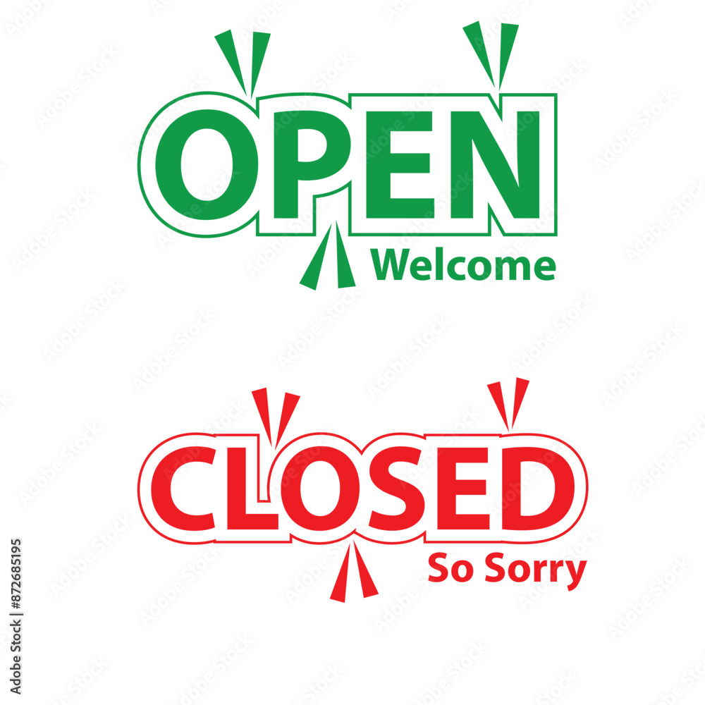 Lettering now open closed for door sign. Vector template on white background. Vector illustration . EPS 10 Lettering now open closed for door sign. Vector template on white background. Vector illustration . EPS 10