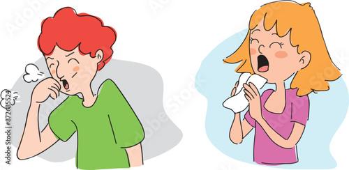 Coughing child. Sneezing girl.