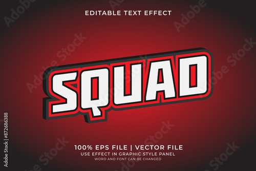 3d text effect Squad editable vector. Text effect about game, community, team, and squad logo