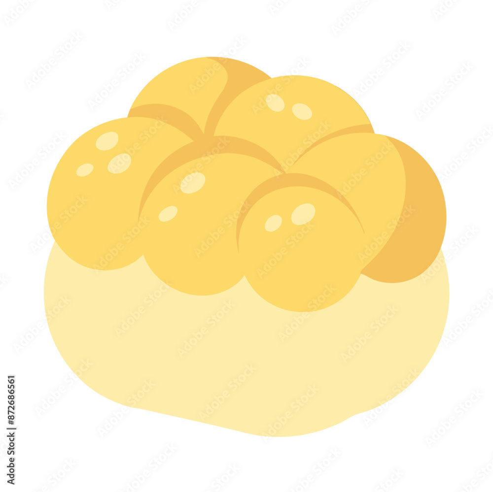 cartoon illustration of single brioche bread roll