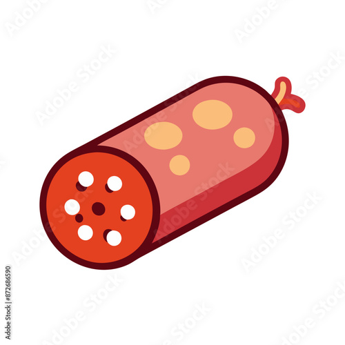  vector illustration of cut salami sausage