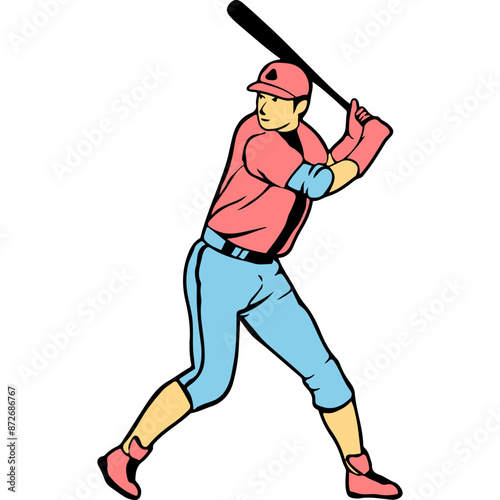 Baseball Player Illustration Vector