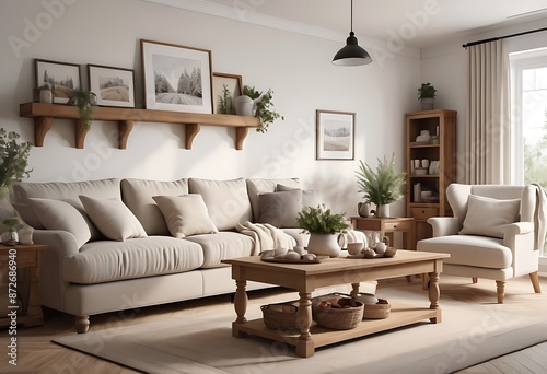 Frame mockup, ISO A paper size. Living room poster mockup. Interior mockup with house white background. Modern interior design. 3D render