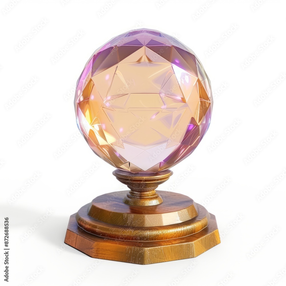 3D Render of a crystal ball on a stand, on isolated white background, Generative AI 3D Render of a crystal ball on a stand, on isolated white background, Generative AI