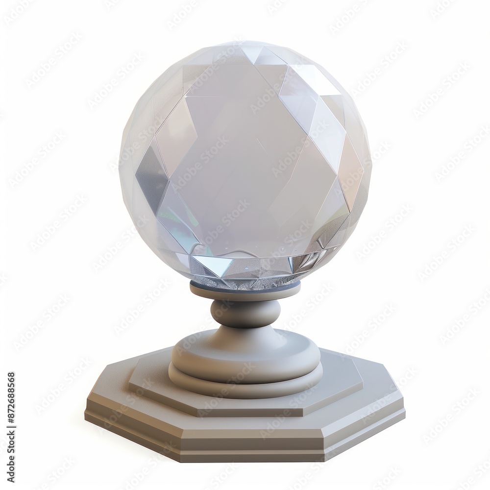 3D Render of a crystal ball on a stand, on isolated white background, Generative AI 3D Render of a crystal ball on a stand, on isolated white background, Generative AI