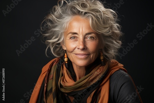 Joyful elderly pensioner with a radiant smile exudes timeless beauty and happiness