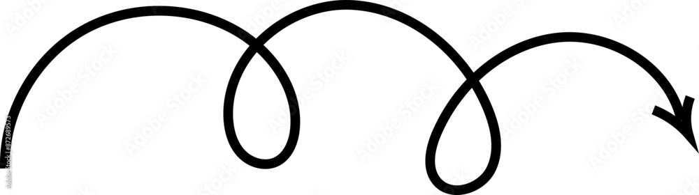 Spiral arrow doodle, wavy twist minimal squiggly line set. Curve comic turn way direction. Playful quirky simple free hand element Spiral arrow doodle, wavy twist minimal squiggly line set. Curve comic turn way direction. Playful quirky simple free hand element
