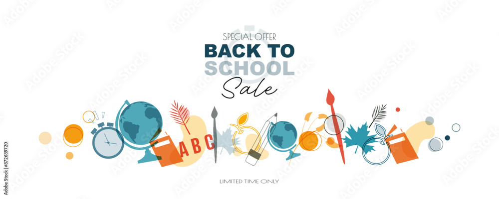 Fototapeta premium Back to School Sale. Modern design.