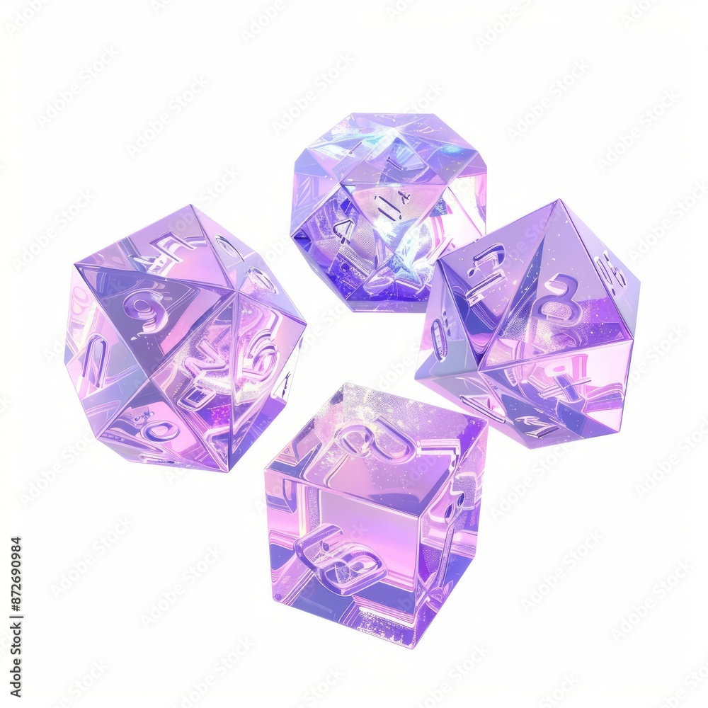 3D Render of a set of enchanted dice, on isolated white background, Generative AI 3D Render of a set of enchanted dice, on isolated white background, Generative AI
