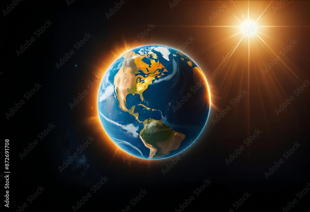 a picture of the earth with the sun shining in the background a picture of the earth with the sun shining in the background