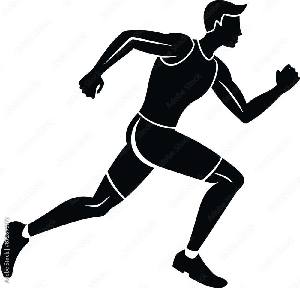 Illustration of a running man black and white Illustration of a running man black and white