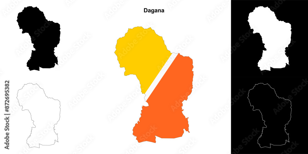 Dagana district outline map set Dagana district outline map set