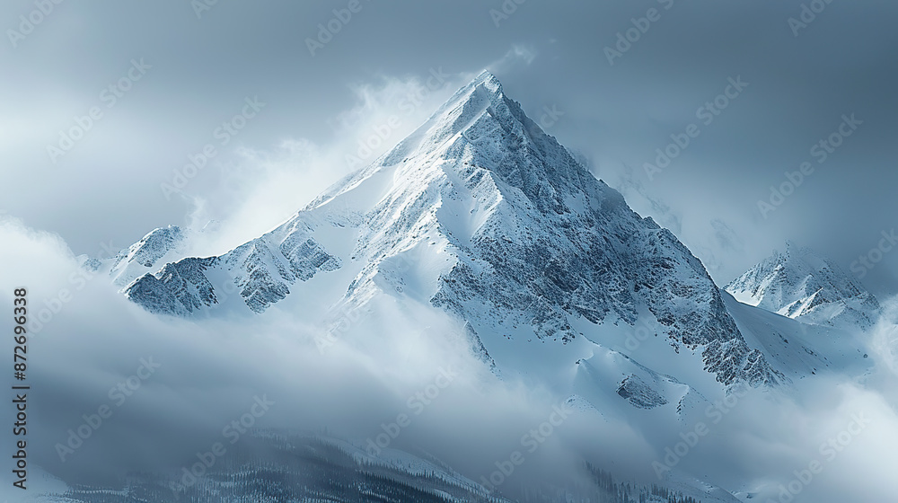 Obraz premium Snowy mountain peak in mist