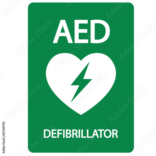 AED,automated external defibrillator aed sign with heart