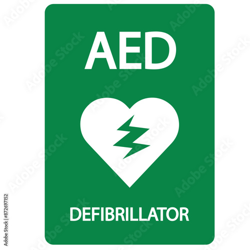 AED,automated external defibrillator aed sign with heart