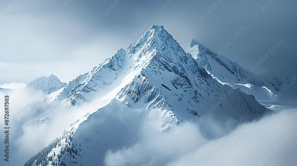 Obraz premium Snowy mountain peak in mist