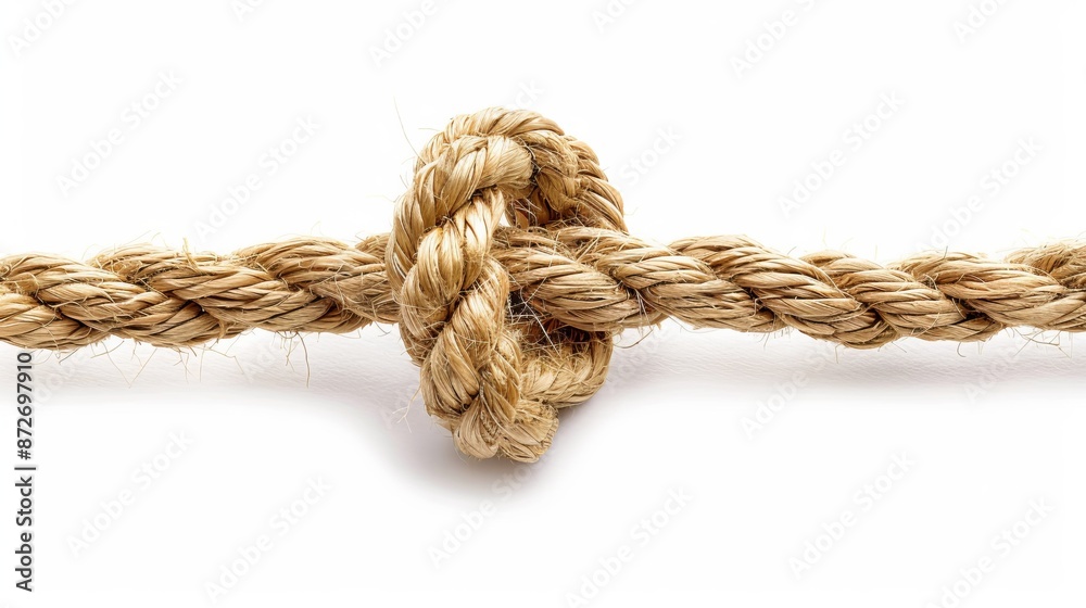 Rope with a knot, isolated on a white background Rope with a knot, isolated on a white background
