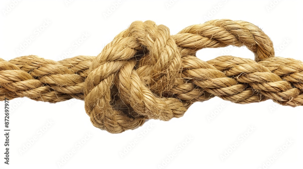 Rope with a knot, isolated on a white background Rope with a knot, isolated on a white background
