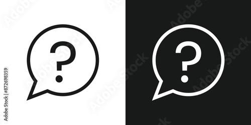 Black and white bubble speech question mask icon vector
