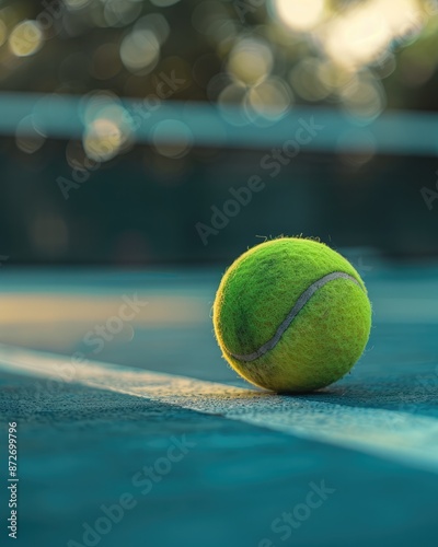 Tennis Ball on the Court with Blurred Background