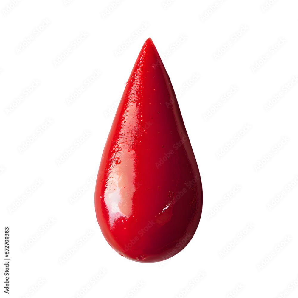 Red drop made out of plasticine, isolated on transparent background