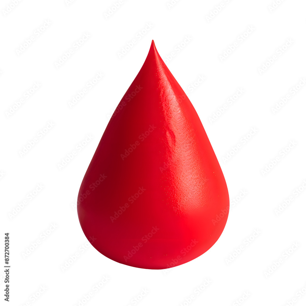 Fototapeta premium Red drop made out of plasticine, isolated on transparent background