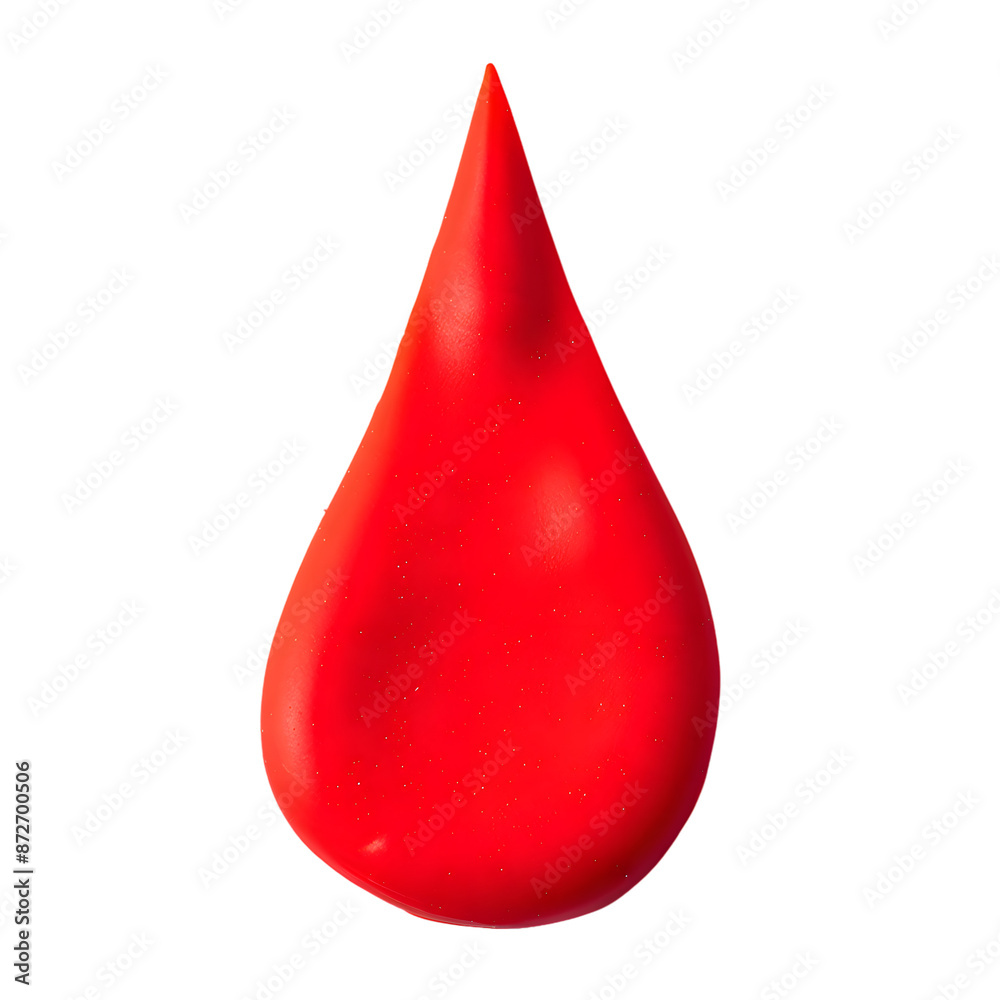 Red drop made out of plasticine, isolated on transparent background