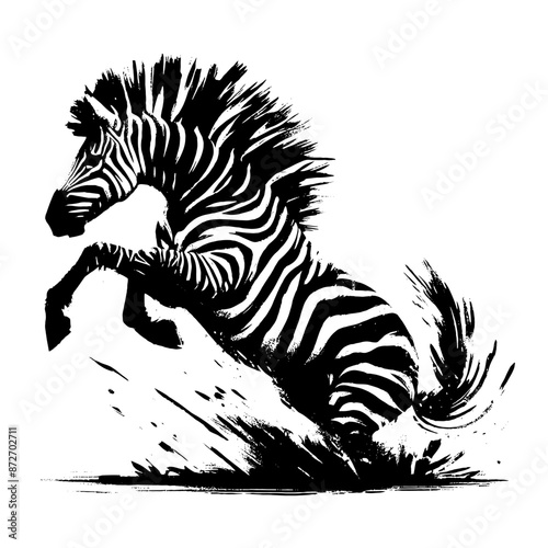 zebra Horse in illustration in brush stroke painting,
