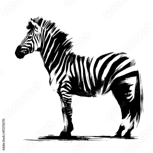zebra Horse in illustration in brush stroke painting,