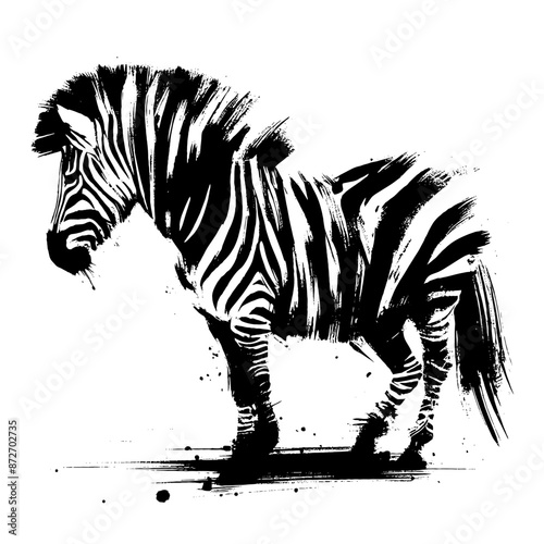 zebra Horse in graffiti stencil with paint dripping