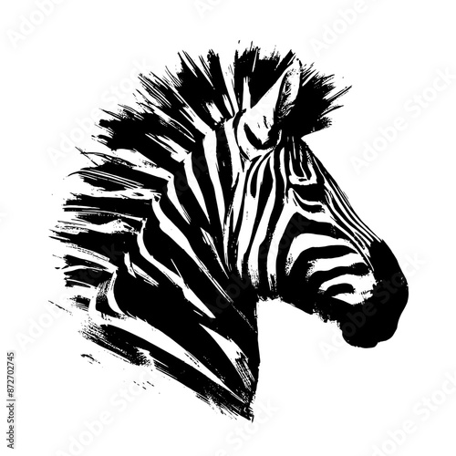zebra Horse in illustration in brush stroke painting,