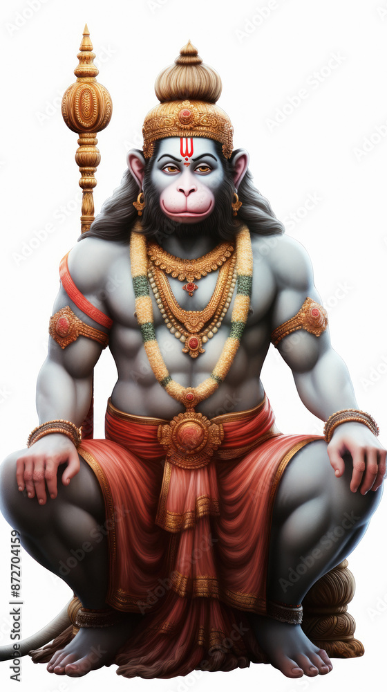 Fototapeta premium lord hanuman sitting on white background