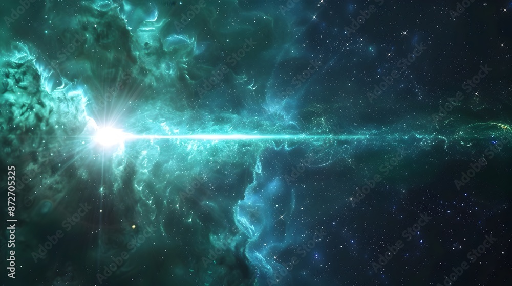 Fototapeta premium Vibrant Neon Laser Emanation Surging Through Cosmic Dark Background