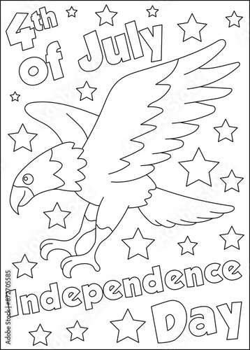 eagle 4th of July coloring book page