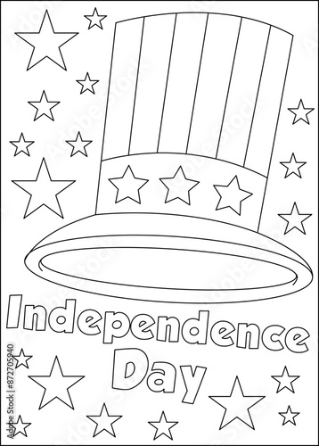 hat 4th of July coloring book page
