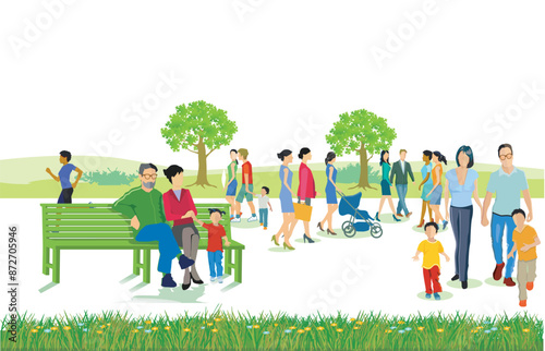 Kinder  und Familien im Park  illustration