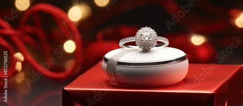 A white gold ring with a si...