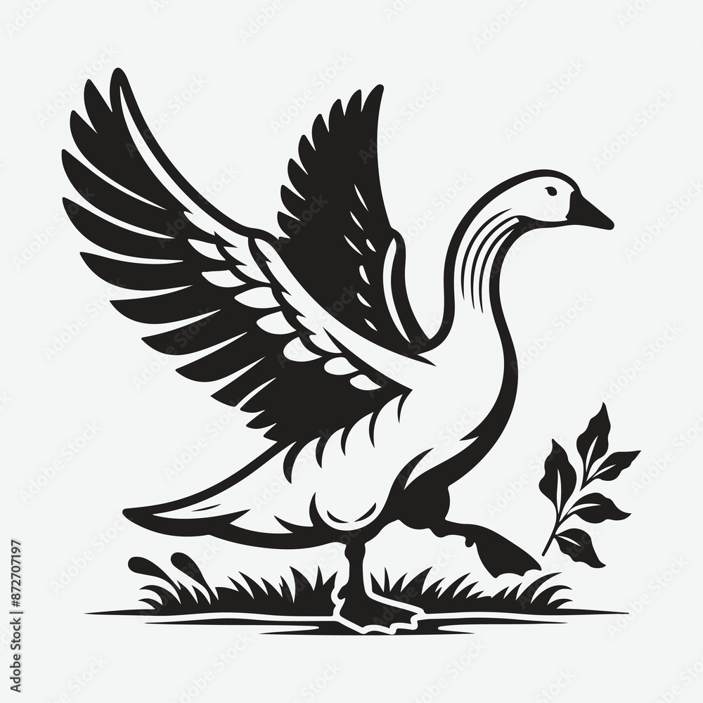 Print Majestic Goose Silhouette, A Stunning Display of Nature's Beauty Print Majestic Goose Silhouette, A Stunning Display of Nature's Beauty