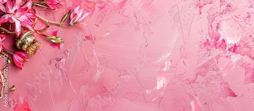 Pink background with room f...