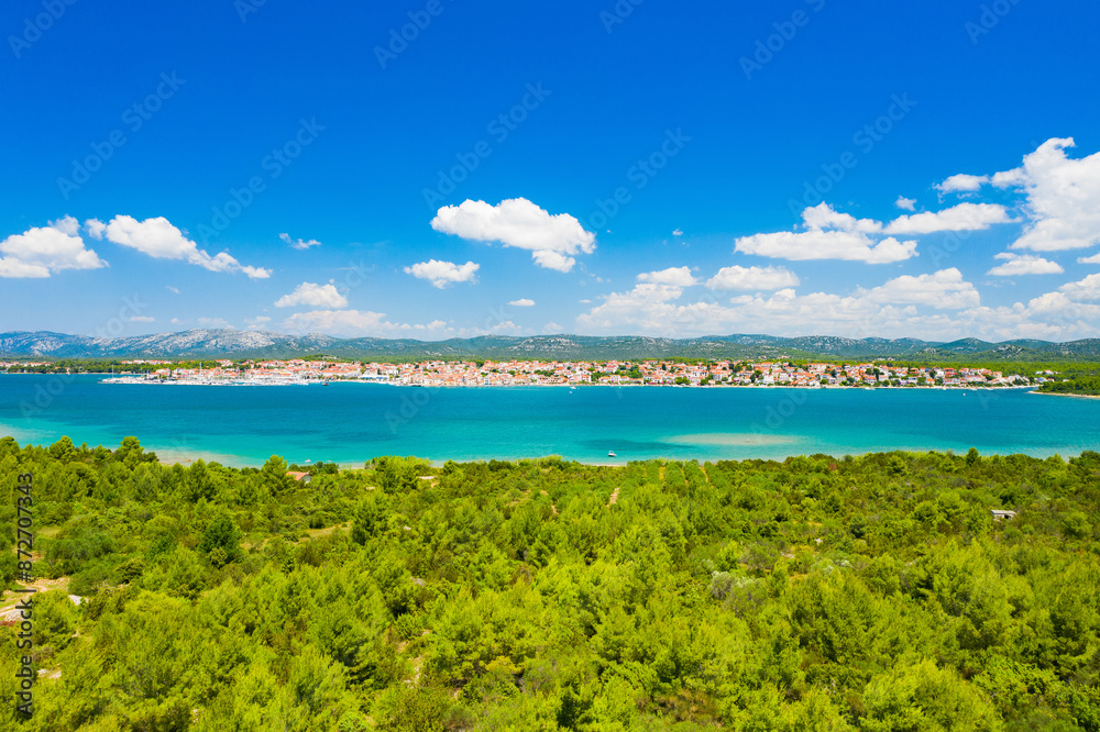 Aerial view of Adriatic town of Pirovac and Murter island, Dalmatia, Croatia Aerial view of Adriatic town of Pirovac and Murter island, Dalmatia, Croatia