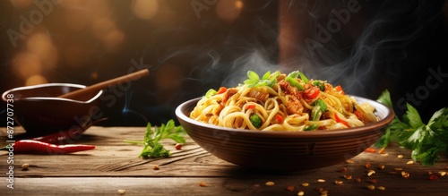 Cooking Chinese fried noodl...