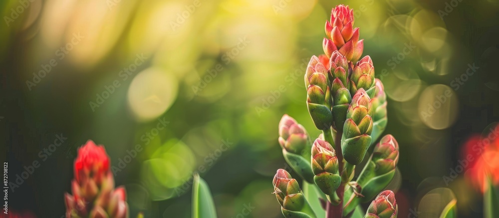 Close-up image of blooming century plant flowers and a bud with a blurred natural background, ideal for use as a nature-themed stock photo with copy space image. Close-up image of blooming century plant flowers and a bud with a blurred natural background, ideal for use as a nature-themed stock photo with copy space image.