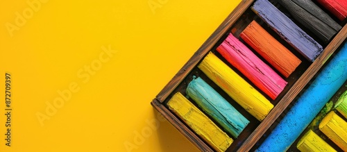 Top view of soft pastels in...