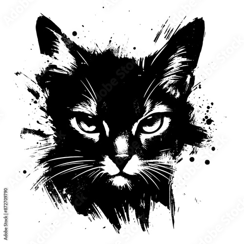 cat in illustration in brush stroke painting,