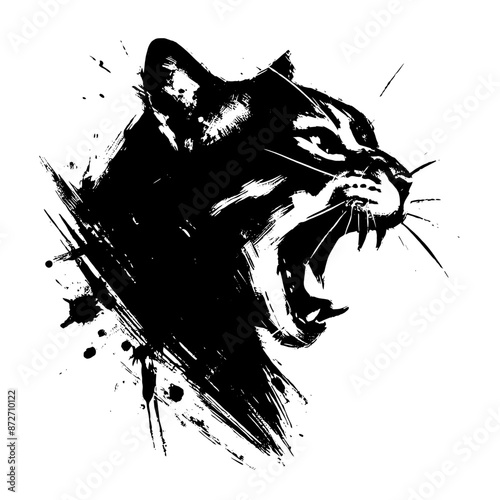 cat in illustration in brush stroke painting,