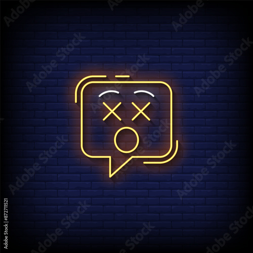dizzy emoji symbol neon sign vector