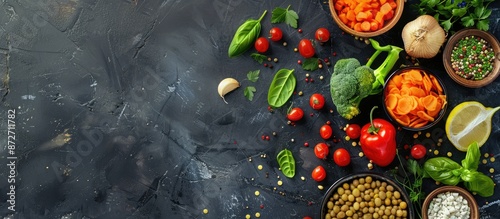 Top view flat lay of a vege...