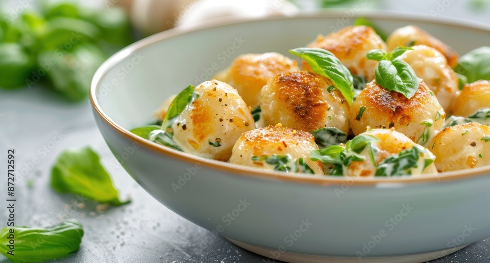 Delicious roasted potatoes with fresh basil Delicious roasted potatoes with fresh basil