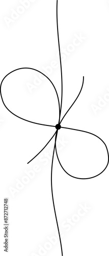 Simple line bows on ribbon. Bow on string, lines and corners decoration design. Bowknot for package or letter, planner diary decent vector dividers